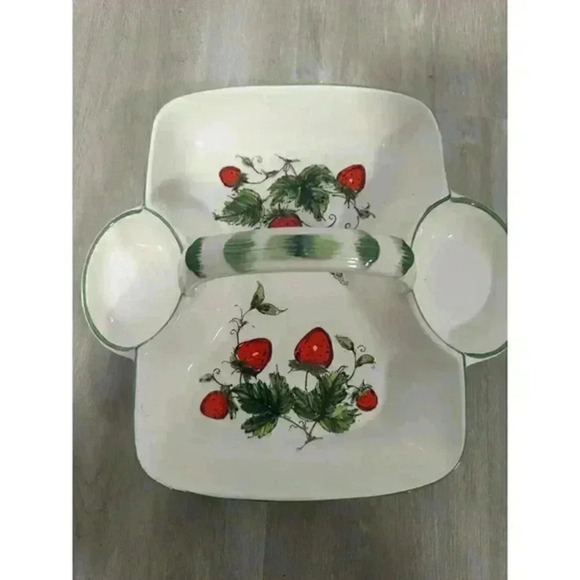 Vintage Shafford Japan Strawberry Patch Serving Caddy‎ Tray Basket Cottage - Picture 1 of 2